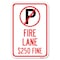 Signmission Fire Lane $250 Fine With No Parking Symbol Heavy-Gauge Aluminum Sign, 12" x 18", A-1218-24022 A-1218-24022 - alternate 1